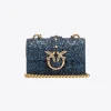Sacs De Soirée|PINKO Micro Love Bag Grainy Glitter Bleu Clematite-Or Antique