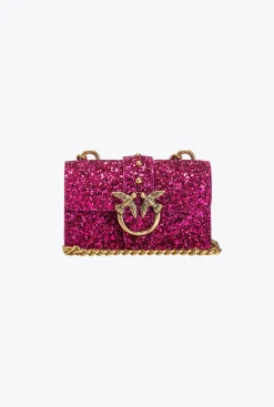 Sacs De Soirée|PINKO Micro Love Bag Grainy Glitter Rose Pinko-Or Antique