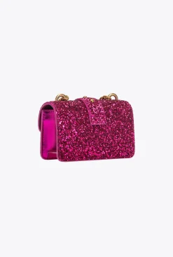 Sacs De Soirée|PINKO Micro Love Bag Grainy Glitter Rose Pinko-Or Antique