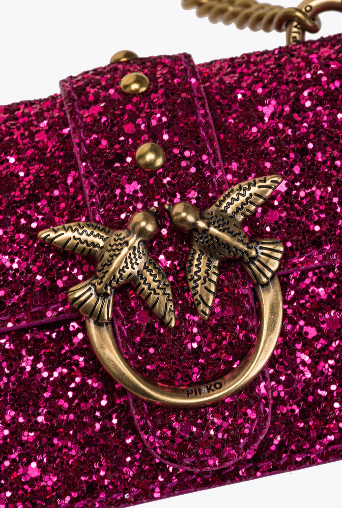 Sacs De Soirée|PINKO Micro Love Bag Grainy Glitter Rose Pinko-Or Antique