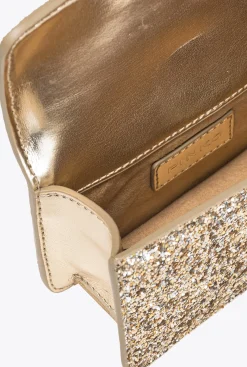 Sacs De Soirée|PINKO Micro Love Bag Grainy Glitter Or-Or Antique