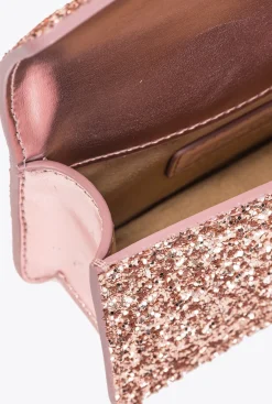 Sacs De Soirée|PINKO Micro Love Bag Grainy Glitter Rose/Rose Poudre-Or Antique