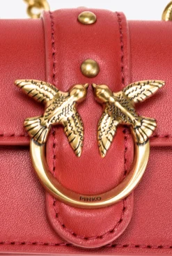 Sacs À Bandoulière|PINKO Micro Love Bag Icon Simply Rouge Rubis-Or Antique