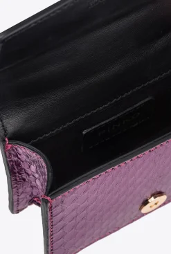 Sacs De Soirée|PINKO Micro Love Bag One En Reptile Lame Galleria Violet-Or Brillant