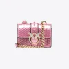 Sacs De Soirée|PINKO Micro Love Bag One En Reptile Lame Galleria Rose Poudre-Or Brillant