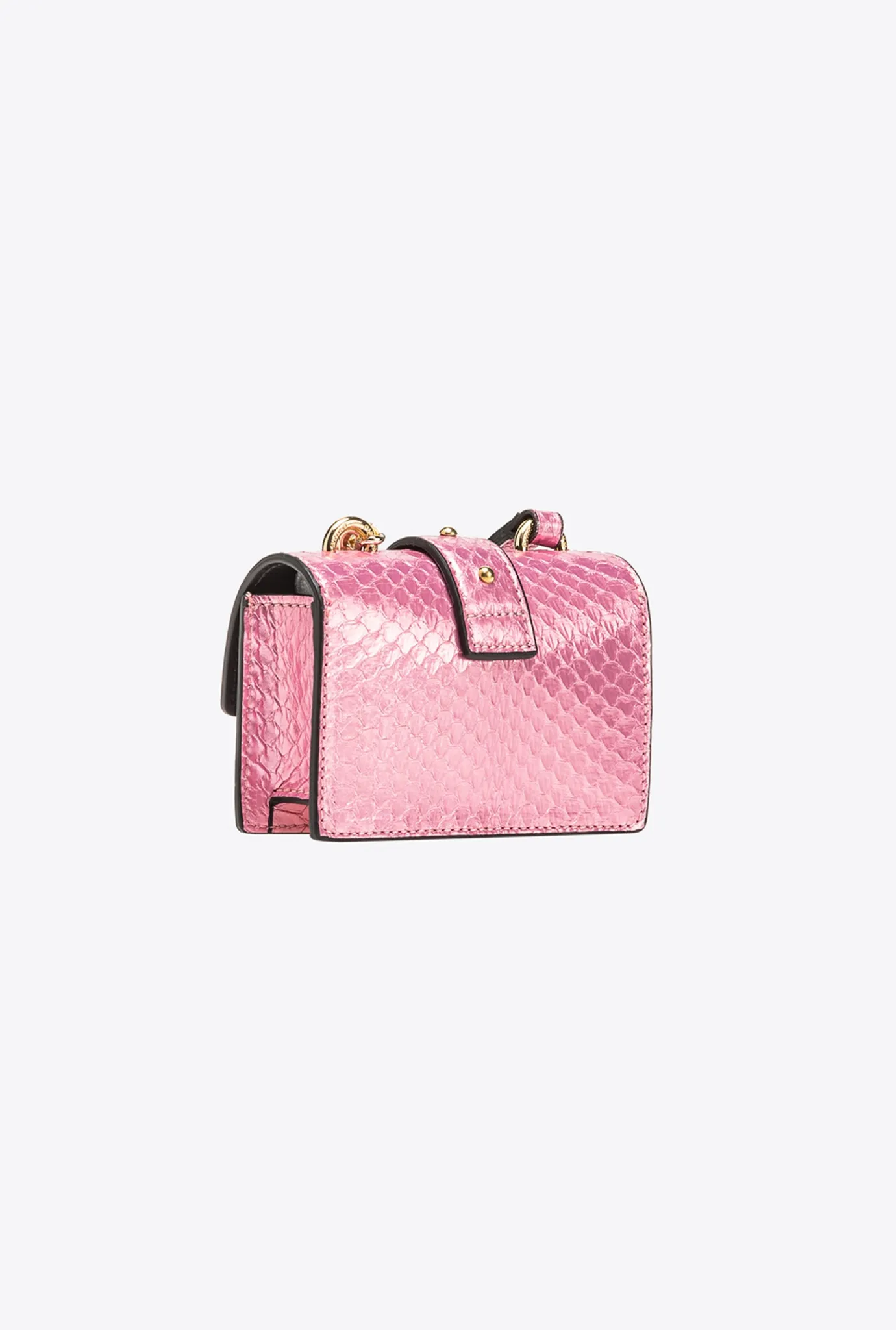 Sacs De Soirée|PINKO Micro Love Bag One En Reptile Lame Galleria Rose Poudre-Or Brillant