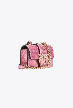 Sacs De Soirée|PINKO Micro Love Bag One En Reptile Lame Galleria Rose Poudre-Or Brillant