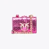 Sacs De Soirée|PINKO Micro Love Bag One En Reptile Lame Galleria Fuchsia-Or Brillant