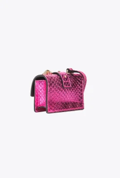 Sacs De Soirée|PINKO Micro Love Bag One En Reptile Lame Galleria Fuchsia-Or Brillant