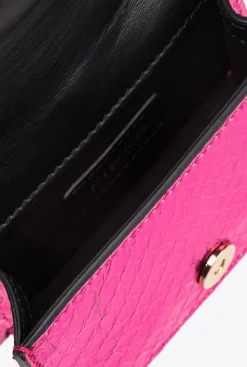 Sacs De Soirée|PINKO Micro Love Bag One En Reptile Lame Galleria Fuchsia-Or Brillant
