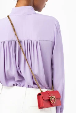 Sacs À Bandoulière|PINKO Micro Love Bag One Simply Rouge Grenat-Or Antique