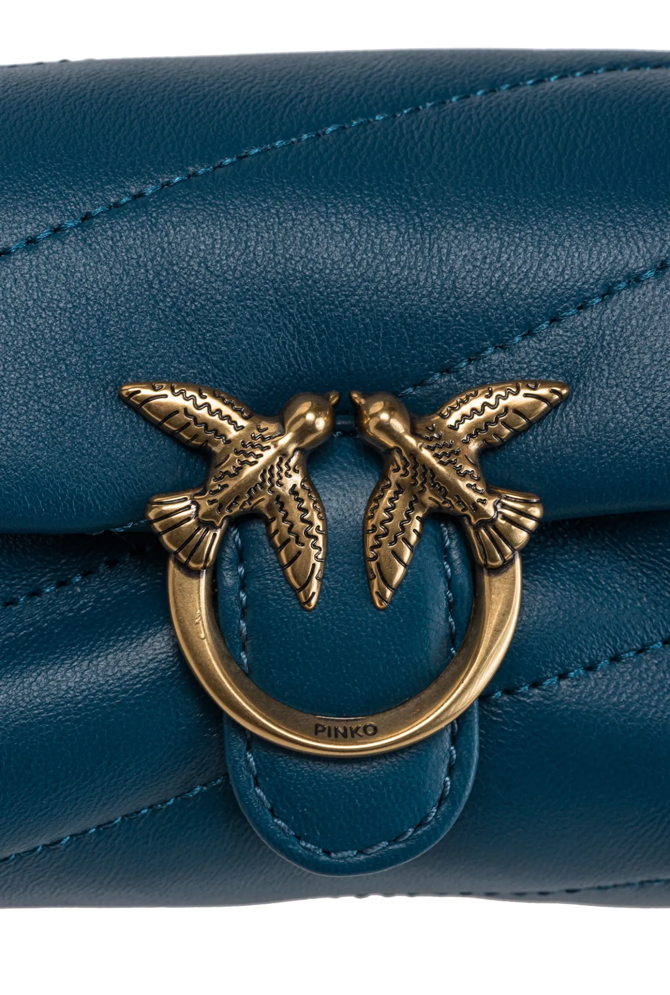 Sacs À Bandoulière|PINKO Micro Love Bag Puff Sarcelle-Or Antique