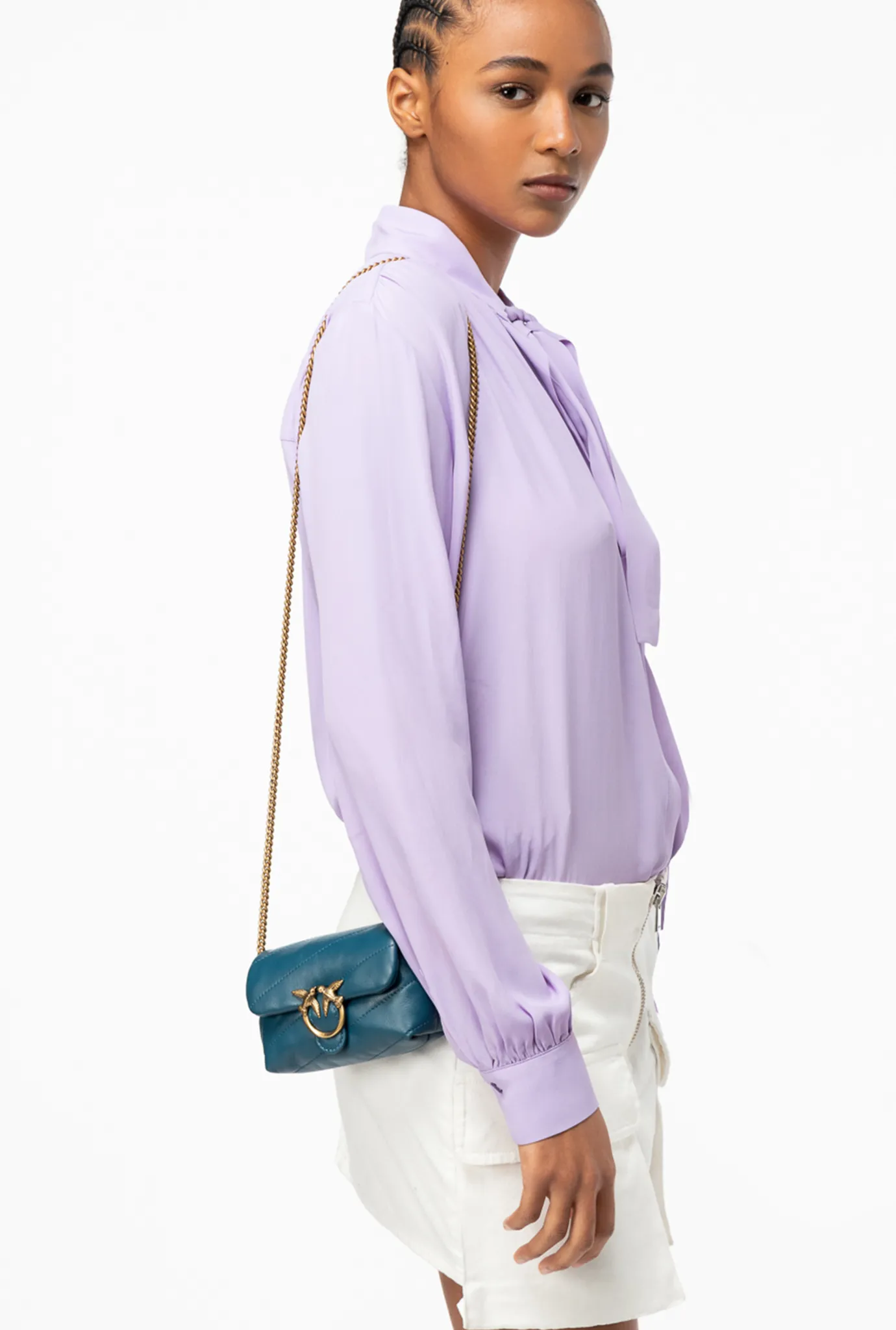 Sacs À Bandoulière|PINKO Micro Love Bag Puff Sarcelle-Or Antique
