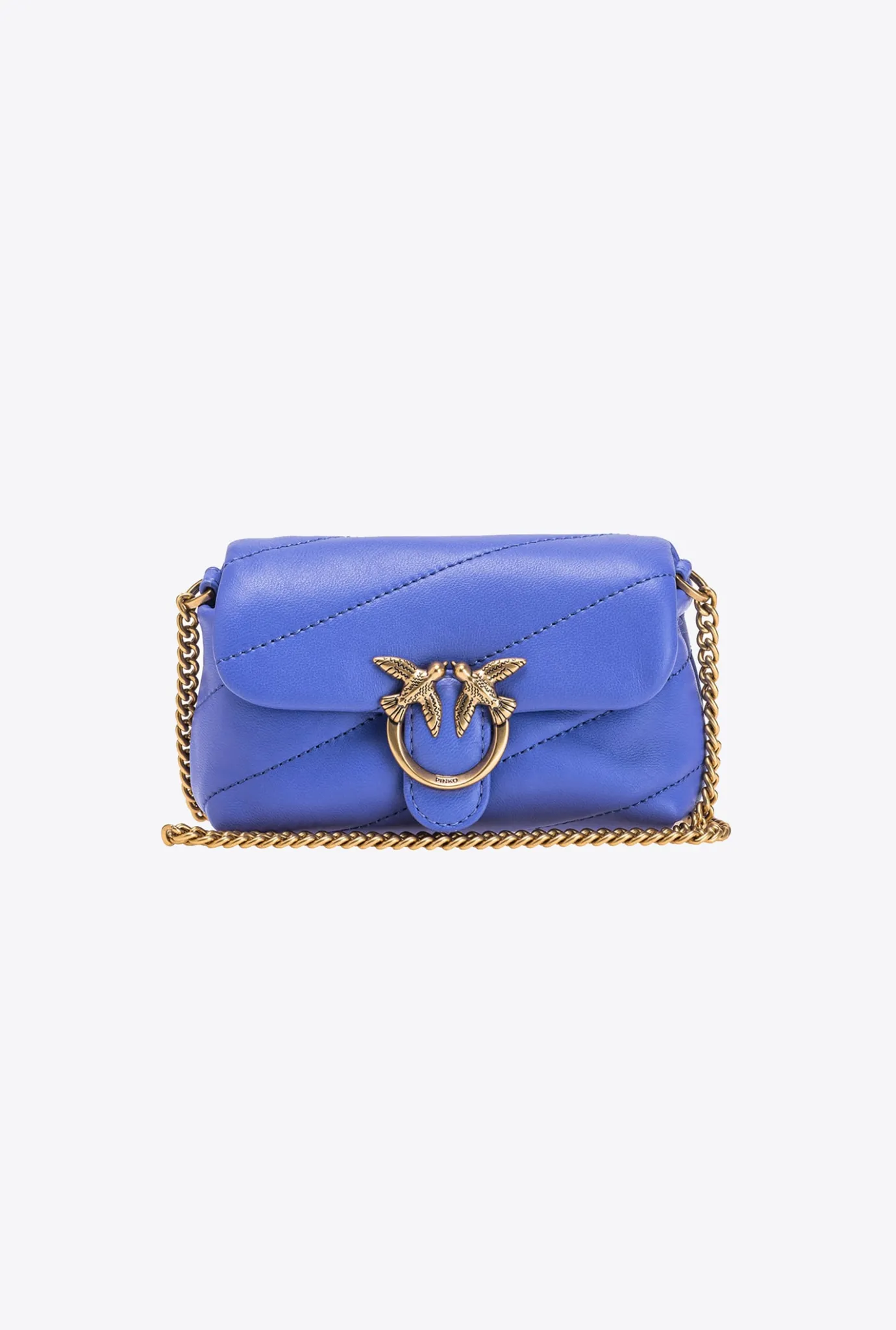 Sacs À Bandoulière|PINKO Micro Love Bag Puff Bleu Corse-Or Antique