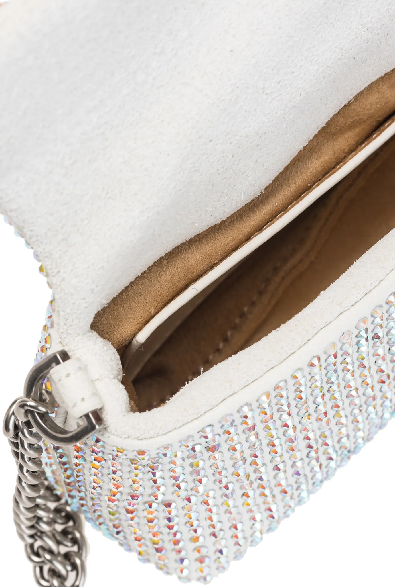 Sacs De Soirée|PINKO Micro Love Bag Puff A Strass Blanc+Blanc-Vieil Argent