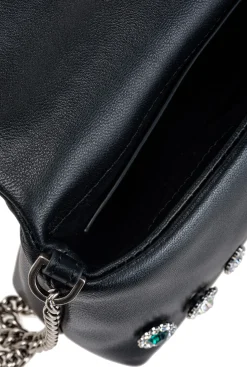 Sacs De Soirée|PINKO Micro Love Bag Puff Fancy Pins Noir-Vieil Argent
