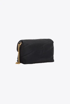 Sacs À Bandoulière|PINKO Micro Love Bag Puff Recycled Noir-Vieil Or