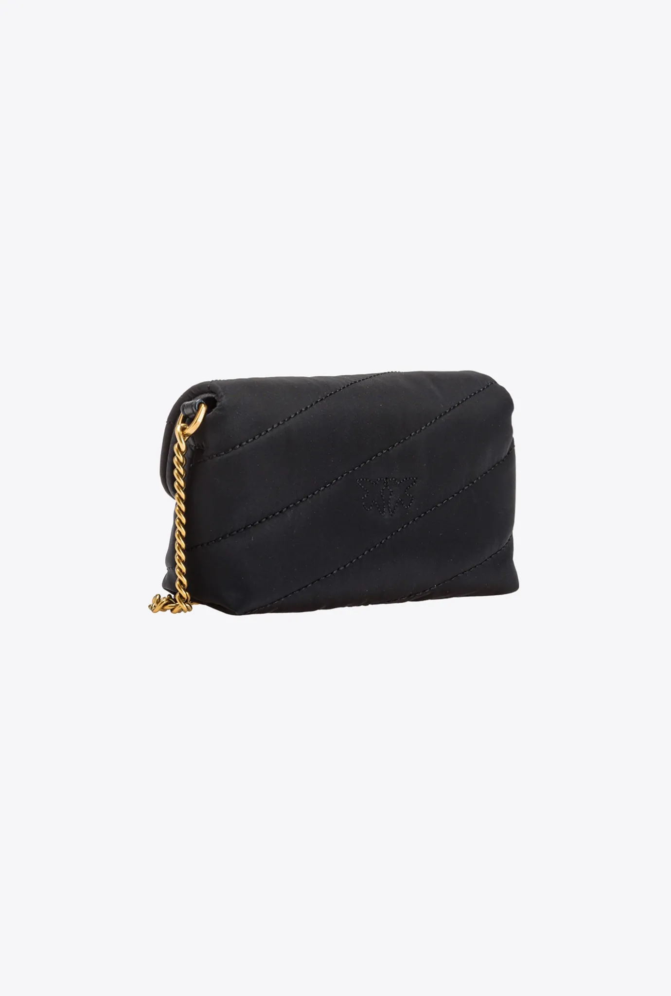 Sacs À Bandoulière|PINKO Micro Love Bag Puff Recycled Noir-Vieil Or