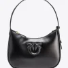 Sacs Portés Épaule|PINKO Mini Half Moon Bag Simply Avec Boucle En Cuir Noir-Vieil Or