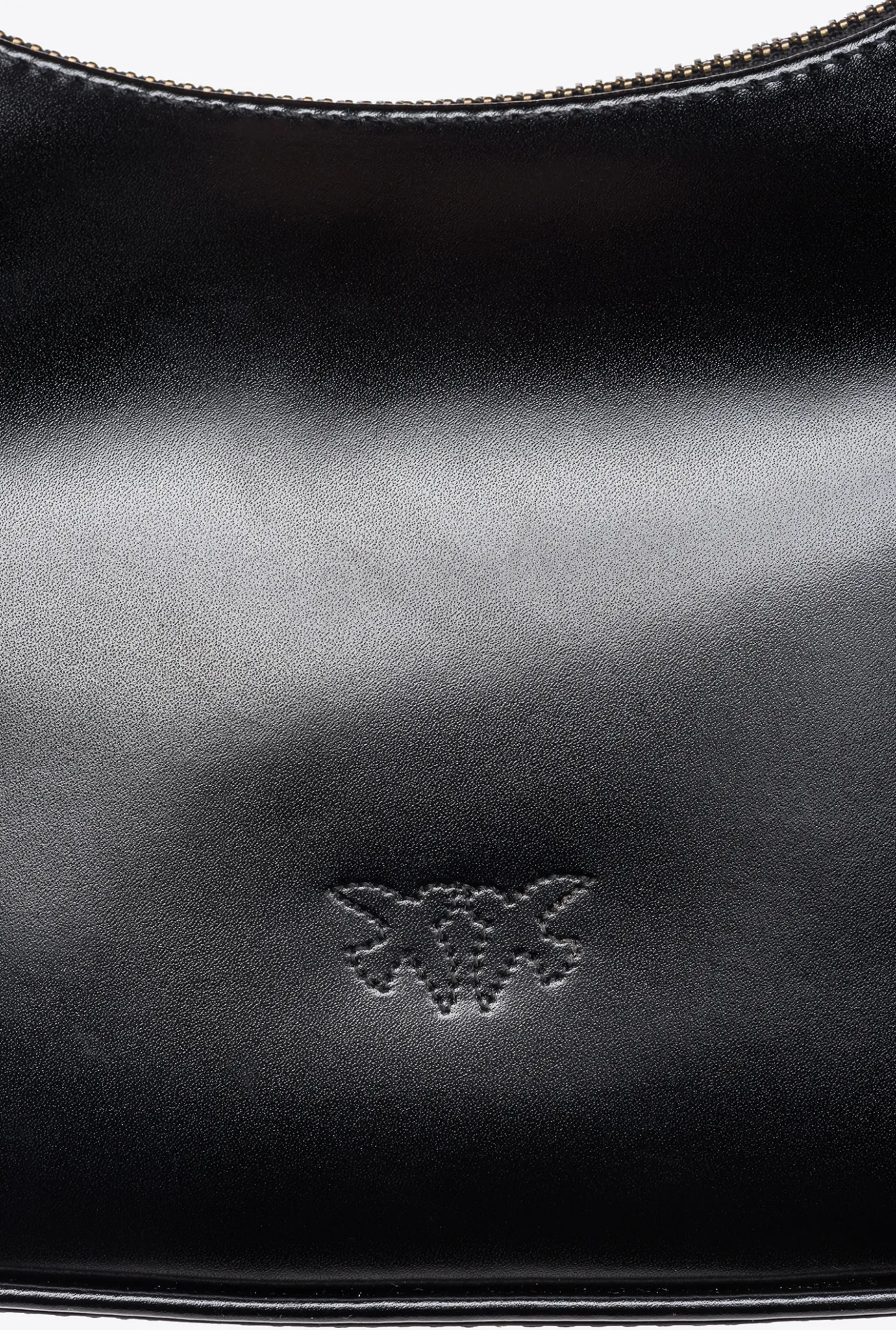 Sacs Portés Épaule|PINKO Mini Half Moon Bag Simply Avec Boucle En Cuir Noir-Vieil Or