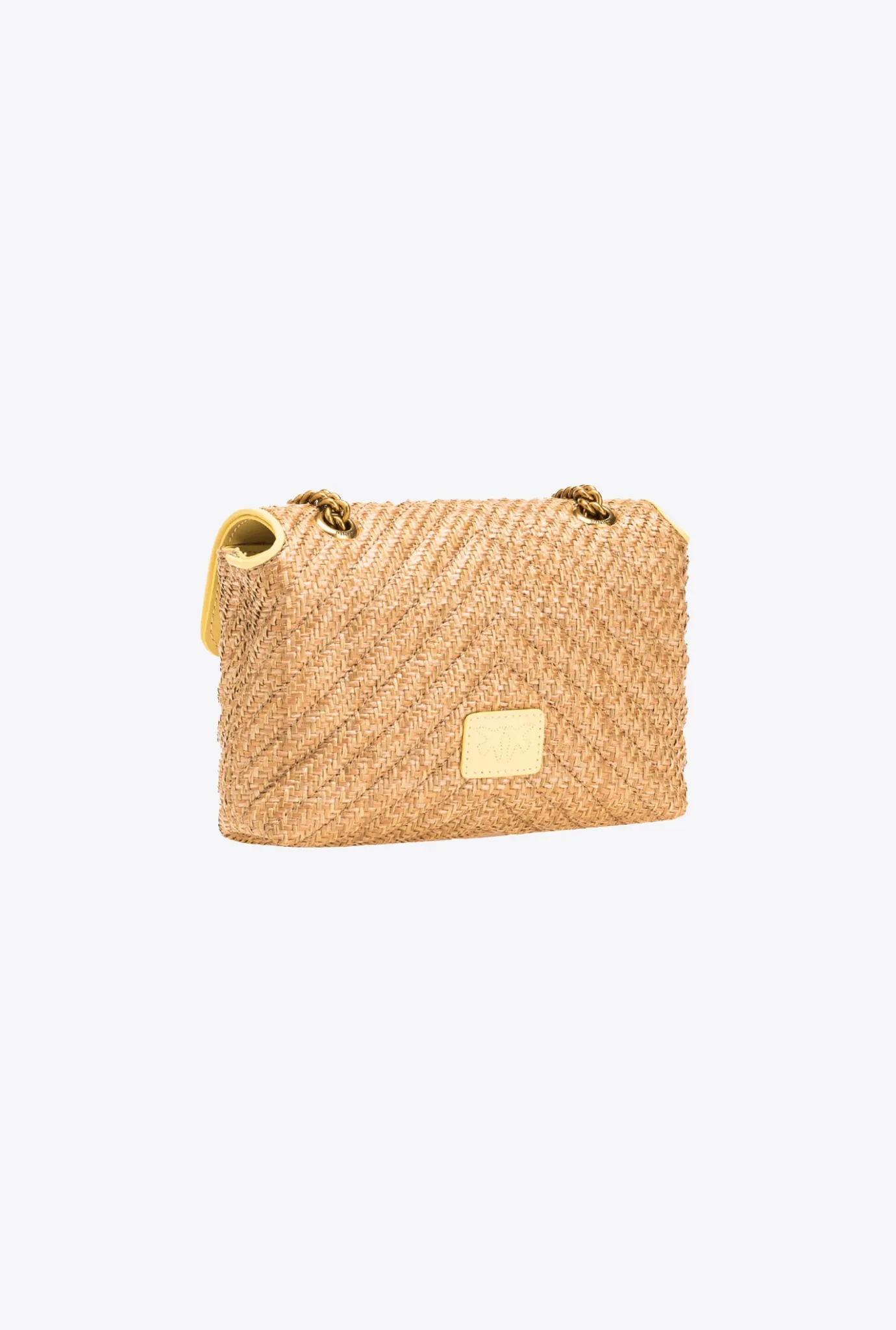 Sacs Portés Épaule|PINKO Mini Lady Love Bag Puff Avec Fleur En Organza Jaune-Raphia-Or Antique