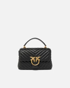 Sacs À Main|PINKO Mini Lady Love Bag Puff Chevron Noir-Vieil Or