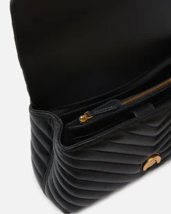 Sacs À Main|PINKO Mini Lady Love Bag Puff Chevron Noir-Vieil Or