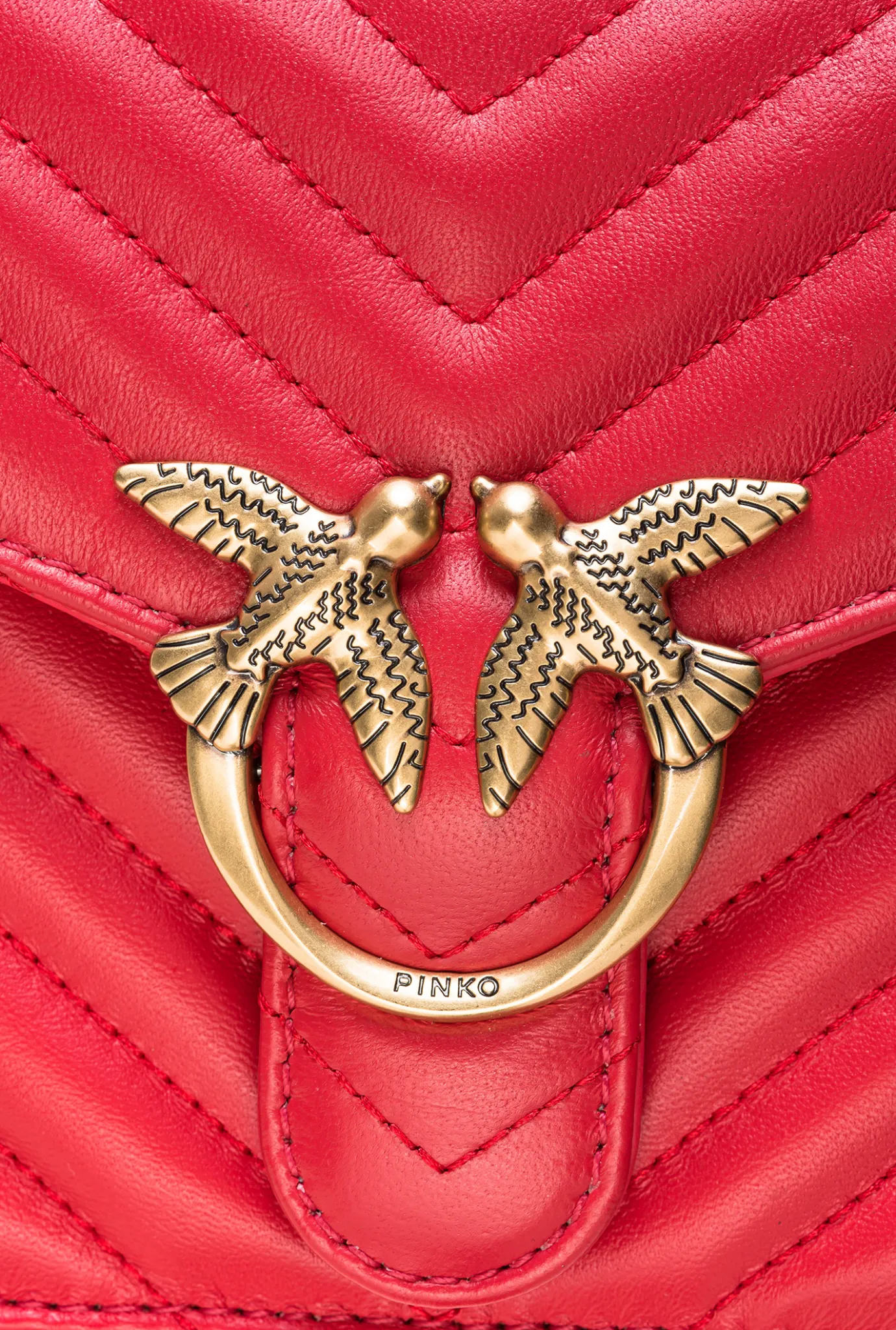 Sacs À Main|PINKO Mini Love Bag A Anse Superieure V Quilt Rouge-Or Antique