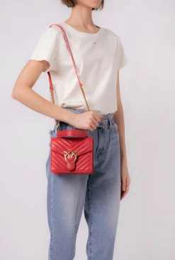 Sacs À Main|PINKO Mini Love Bag A Anse Superieure V Quilt Rouge-Or Antique