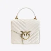 Sacs À Main|PINKO Mini Love Bag A Anse Superieure V Quilt Blanc+Blanc-Or Antique