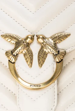 Sacs À Main|PINKO Mini Love Bag A Anse Superieure V Quilt Blanc+Blanc-Or Antique