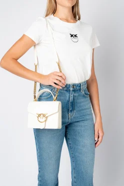 Sacs À Bandoulière|PINKO Mini Love Bag A Anse Superieure Simply Blanc+Blanc-Or Antique