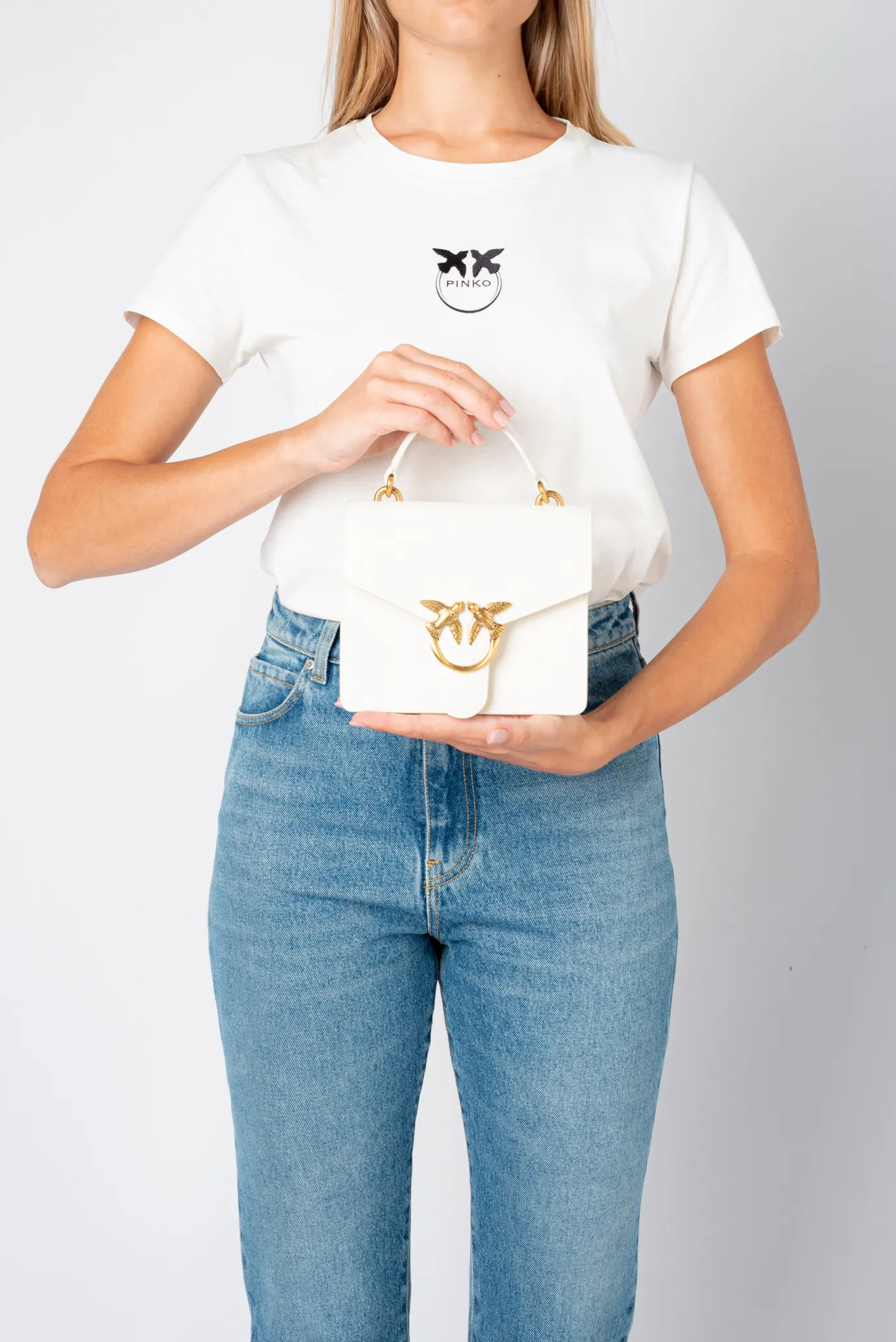 Sacs À Bandoulière|PINKO Mini Love Bag A Anse Superieure Simply Blanc+Blanc-Or Antique