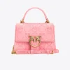 Sacs À Bandoulière|PINKO Mini Love Bag A Anse Superieure Light Suede Logo Rose Marin-Or Antique