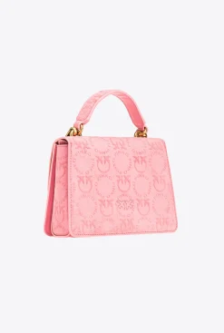 Sacs À Bandoulière|PINKO Mini Love Bag A Anse Superieure Light Suede Logo Rose Marin-Or Antique