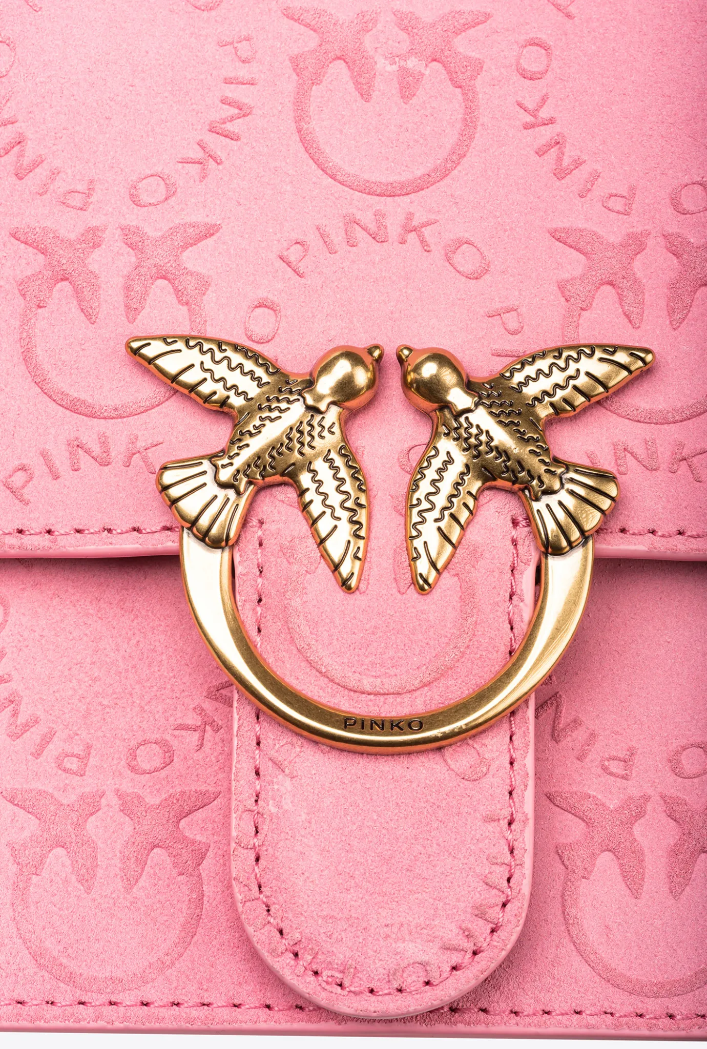 Sacs À Bandoulière|PINKO Mini Love Bag A Anse Superieure Light Suede Logo Rose Marin-Or Antique