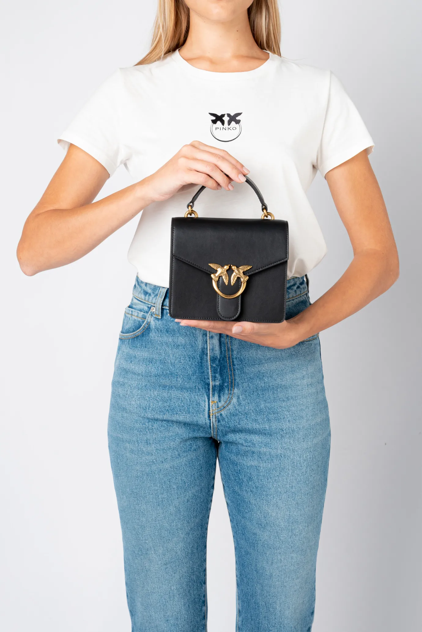 Sacs À Main|PINKO Mini Love Bag A Anse Superieure Simply Noir-Vieil Or