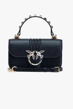 Sacs De Soirée|PINKO Mini Love Bag Bell Cloute A Boucle Bicolore Noir Limousine-Or Brillant