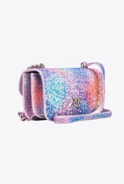 Sacs De Soirée|PINKO Mini Love Bag Bell Paillete Galleria Rose Multicolore-Vieil Argent