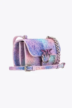 Sacs De Soirée|PINKO Mini Love Bag Bell Paillete Galleria Rose Multicolore-Vieil Argent