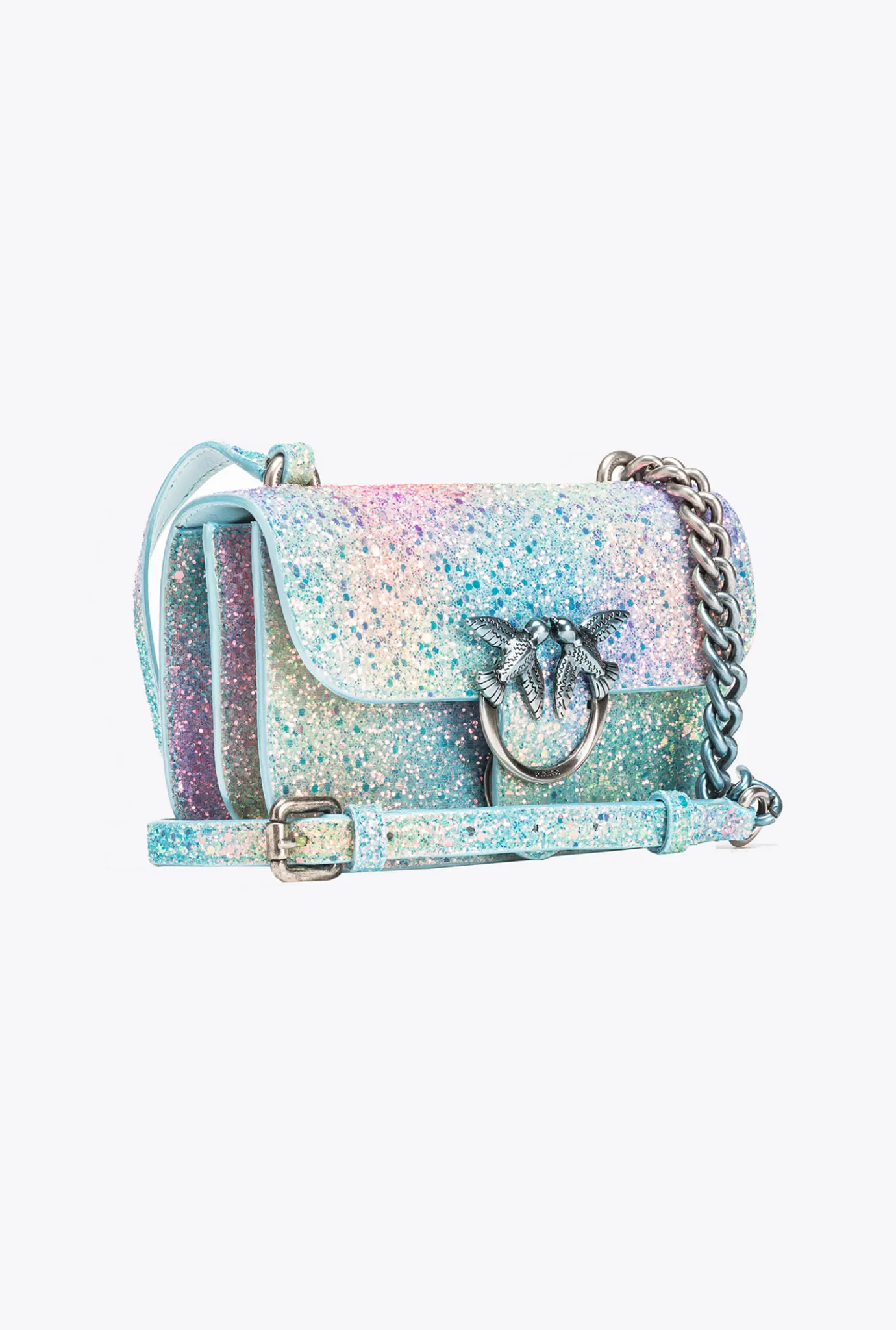 Sacs De Soirée|PINKO Mini Love Bag Bell Paillete Galleria Vert Multicolore-Vieil Argent