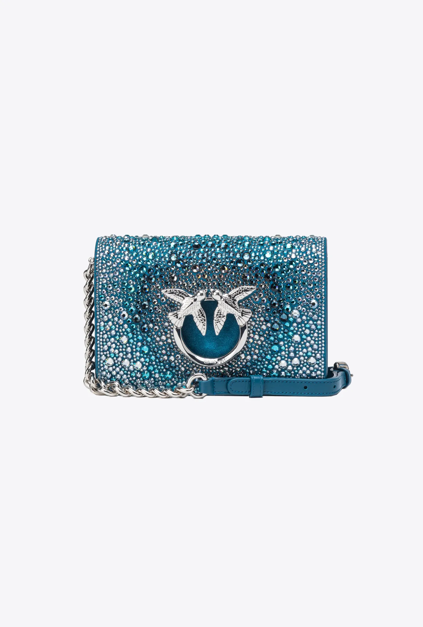 Sacs De Soirée|PINKO Mini Love Bag Click A Strass Galleria Petrole-Nickel Brillant