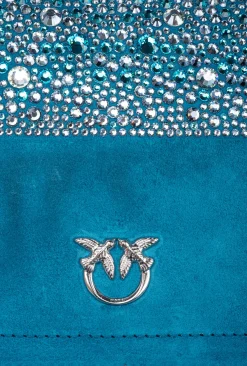 Sacs De Soirée|PINKO Mini Love Bag Click A Strass Galleria Petrole-Nickel Brillant