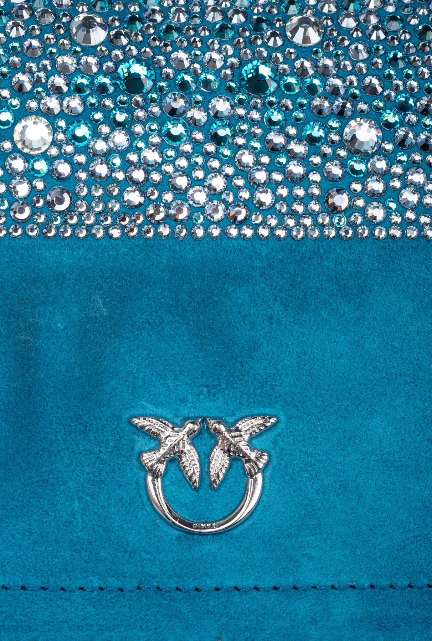 Sacs De Soirée|PINKO Mini Love Bag Click A Strass Galleria Petrole-Nickel Brillant