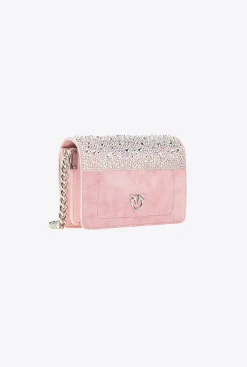 Sacs De Soirée|PINKO Mini Love Bag Click A Strass Galleria Rose-Nickel Brillant