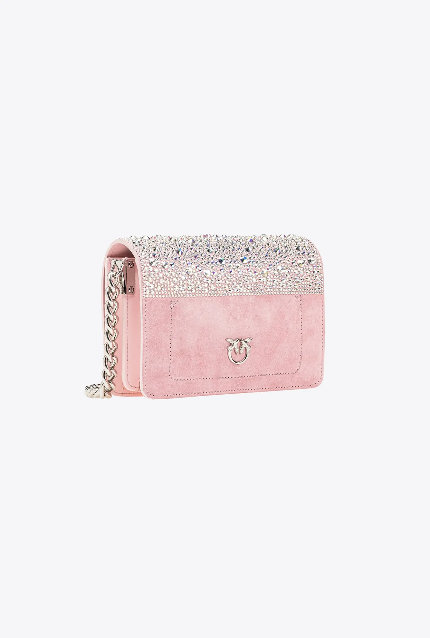 Sacs De Soirée|PINKO Mini Love Bag Click A Strass Galleria Rose-Nickel Brillant