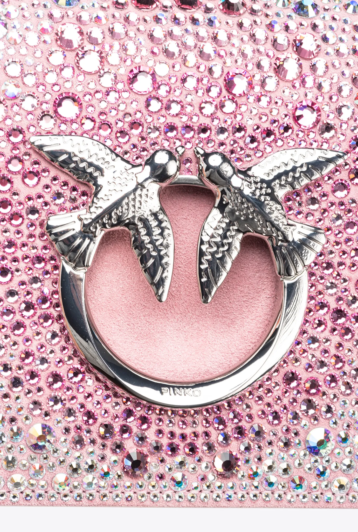 Sacs De Soirée|PINKO Mini Love Bag Click A Strass Galleria Rose-Nickel Brillant