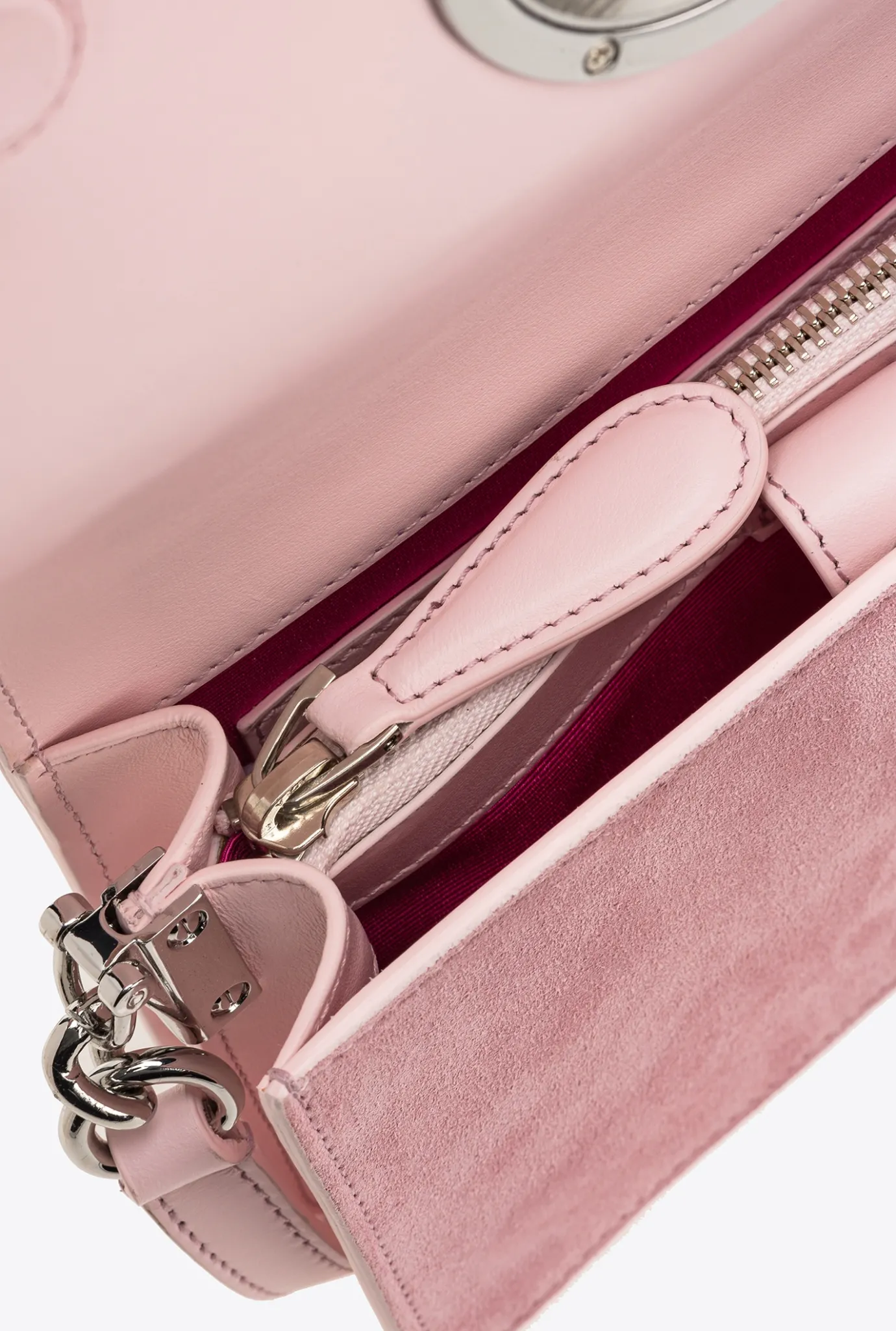 Sacs De Soirée|PINKO Mini Love Bag Click A Strass Galleria Rose-Nickel Brillant