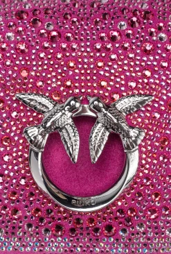 Sacs De Soirée|PINKO Mini Love Bag Click A Strass Galleria Rose Fuchsia-Nickel Brillant