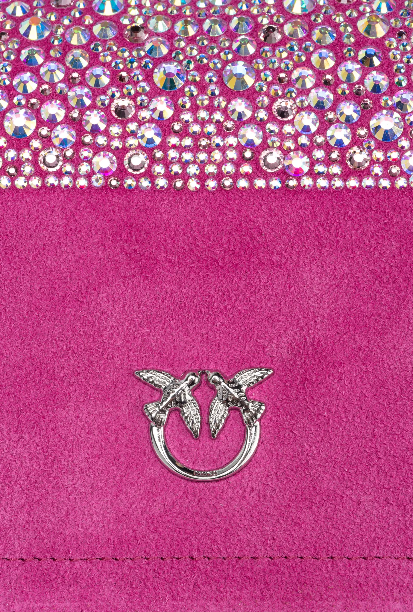 Sacs De Soirée|PINKO Mini Love Bag Click A Strass Galleria Rose Fuchsia-Nickel Brillant